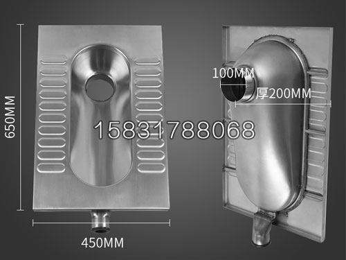 不锈钢窄板蹲便器 304材质金属卫浴洁具