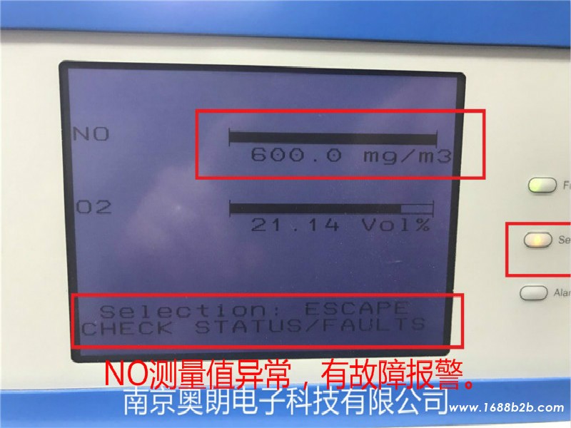 NO测量值异常,有故障报警。 (2)