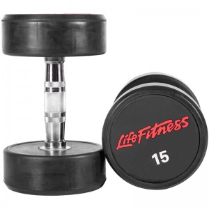 力健哑铃健身房圆头固定哑铃健身器材工厂lifefitness